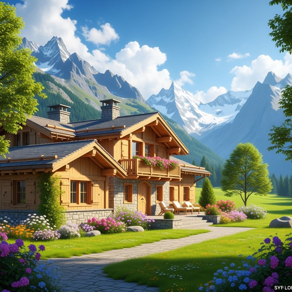 Luxurious Alpine Chalet with Summer Flower Garden as Impress...