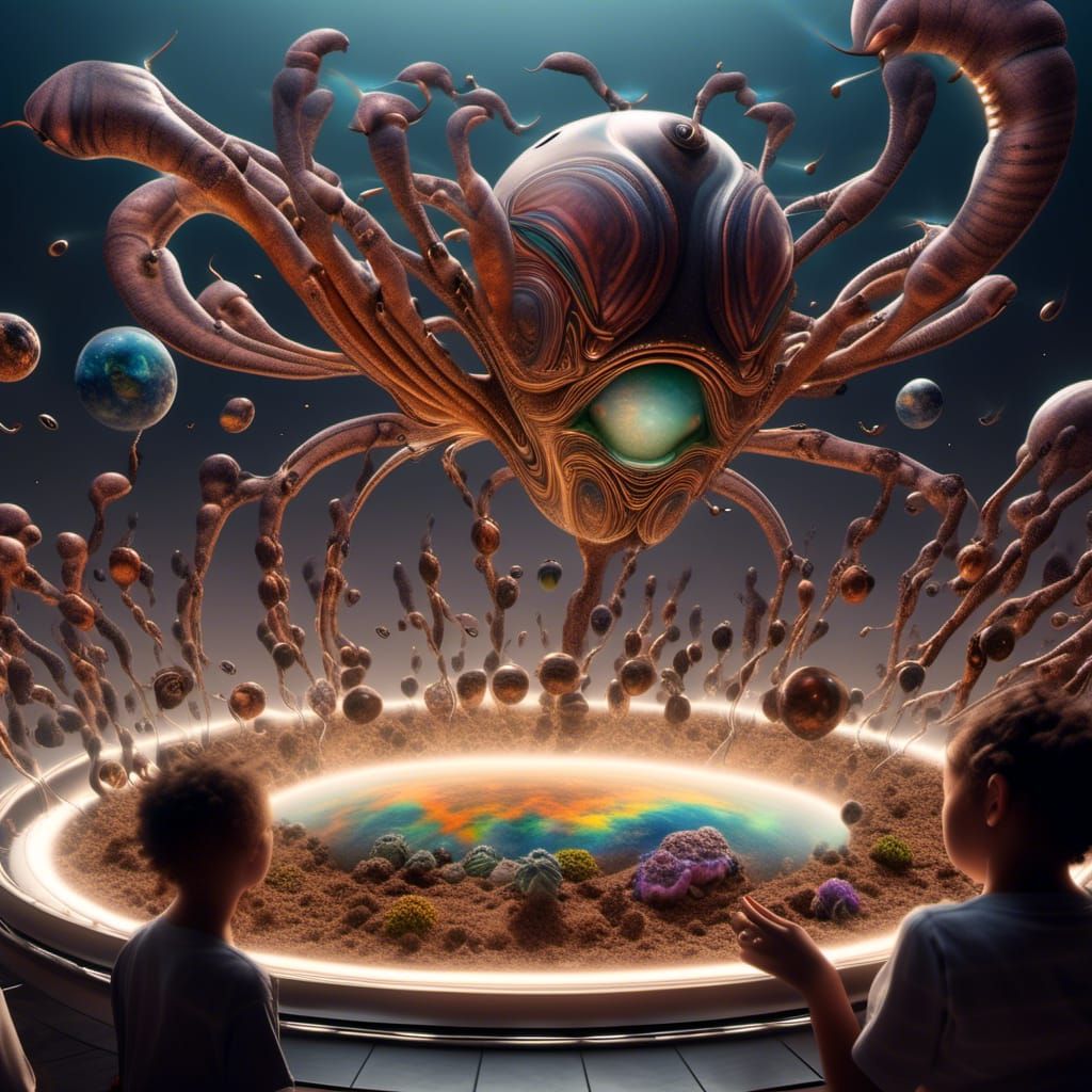 Spectacular Galactic Dance of Life in Hyperrealism