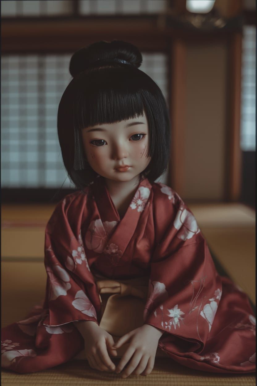 Gentle Zashiki Warashi in Traditional Japanese Setting