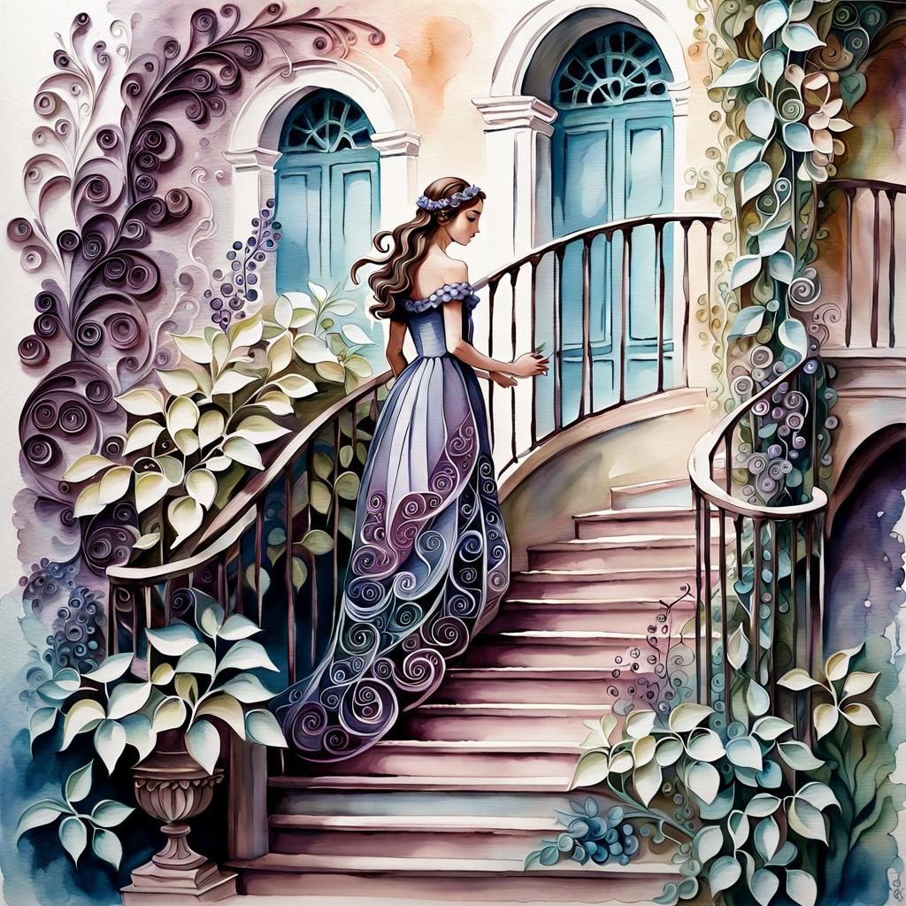 Romantic Shakespearean Balcony Scene in Sketch Art