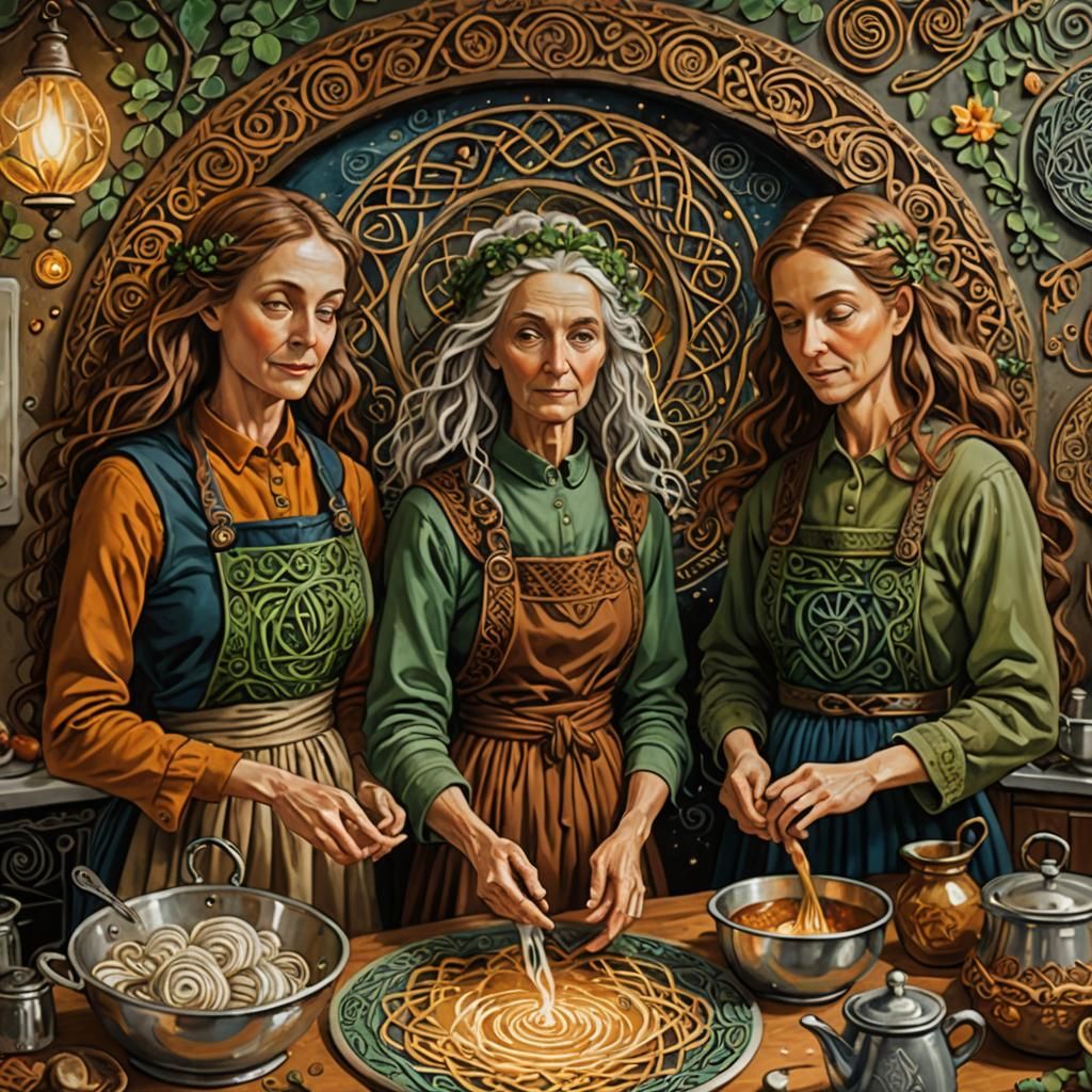 Whimsical Irish Folk Art Kitchen Scene