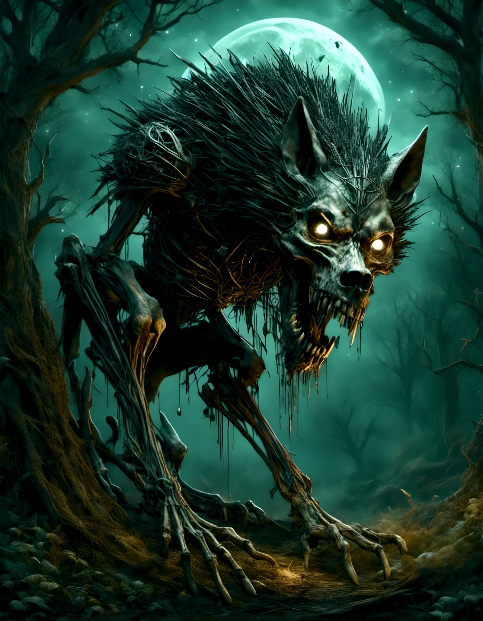 Skull-Headed Wolf Boy in Twilight Forest