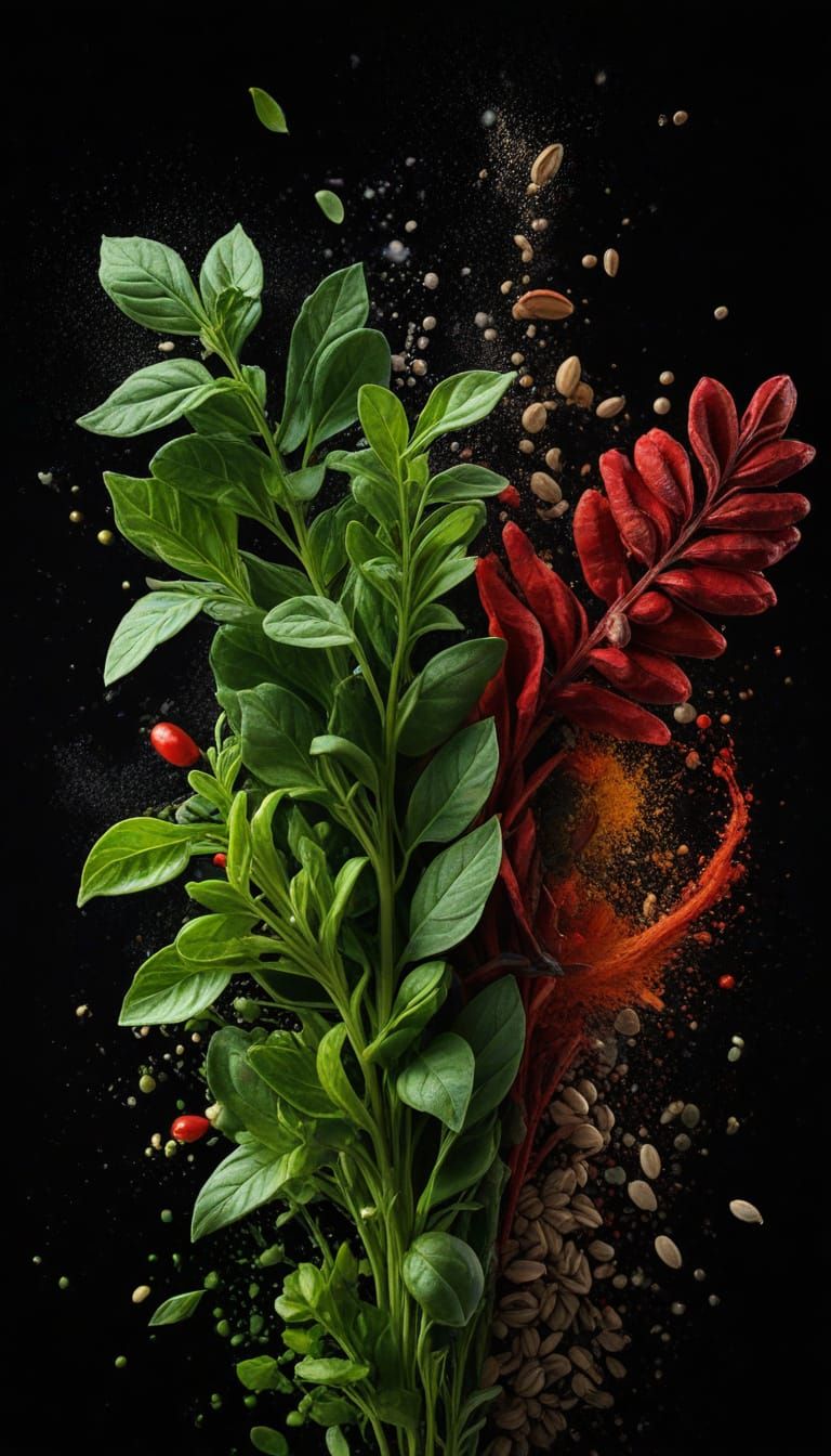 Vibrant Herbs and Spices in Macro Photography
