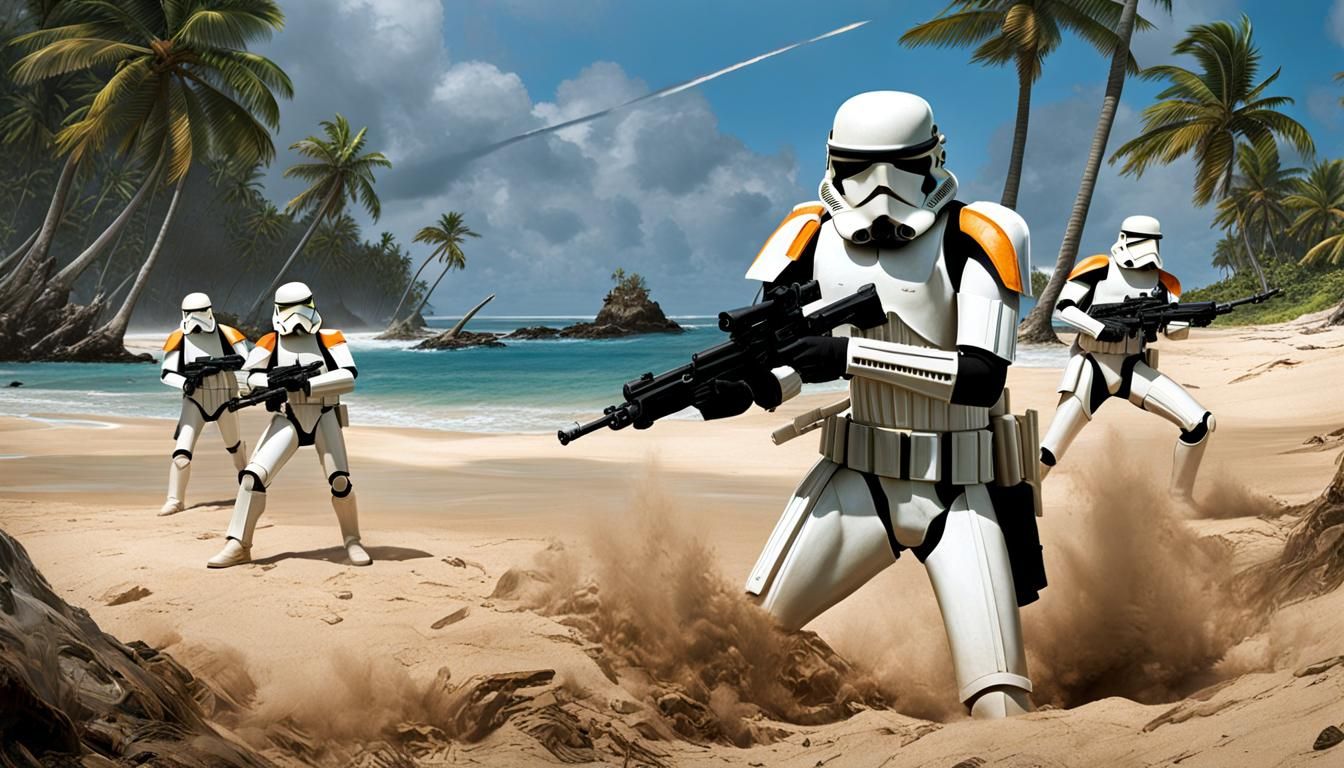 Imperial Shore Troopers Battle on Scarif Beach