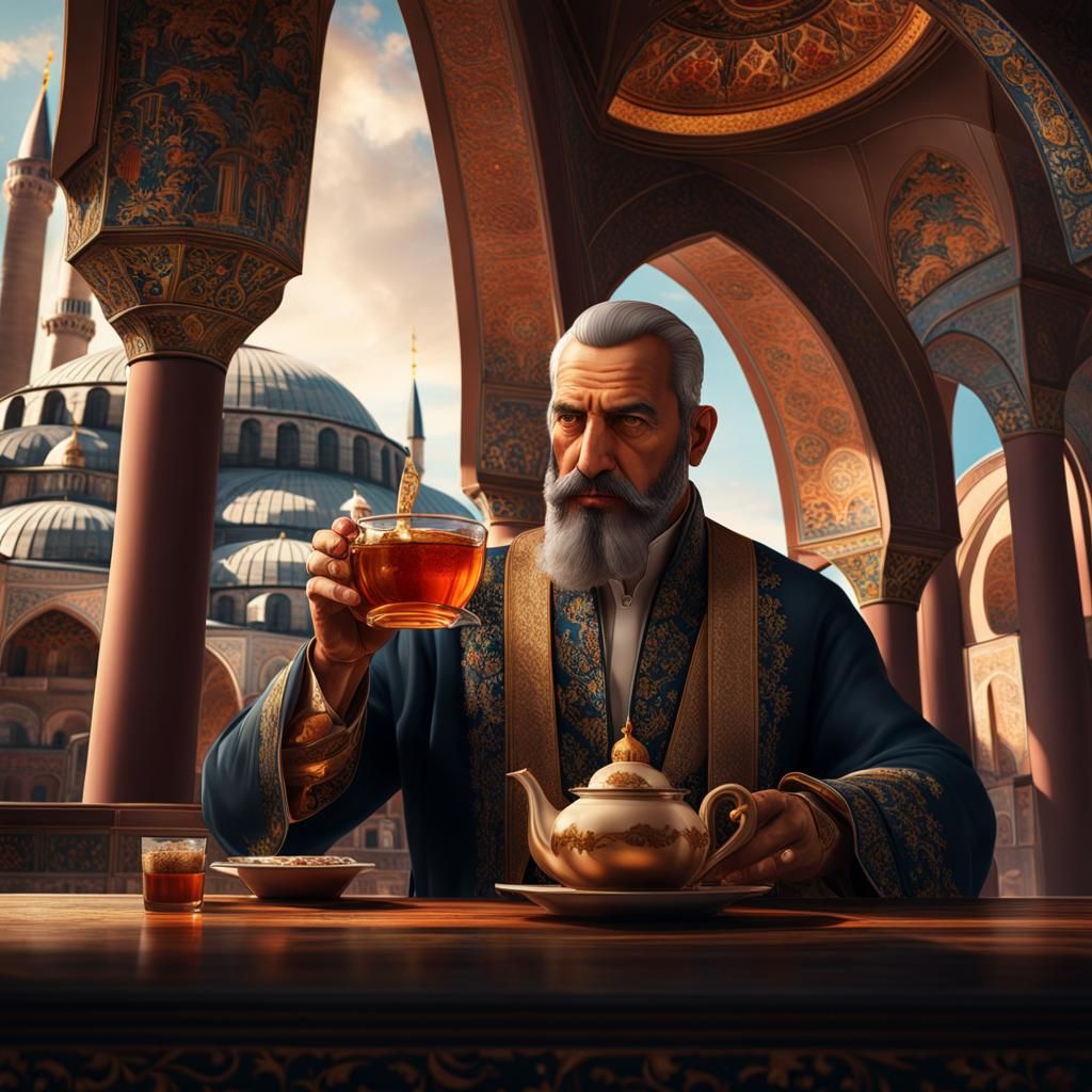 Hyperrealistic Turkish Tea by Hagia Sofia