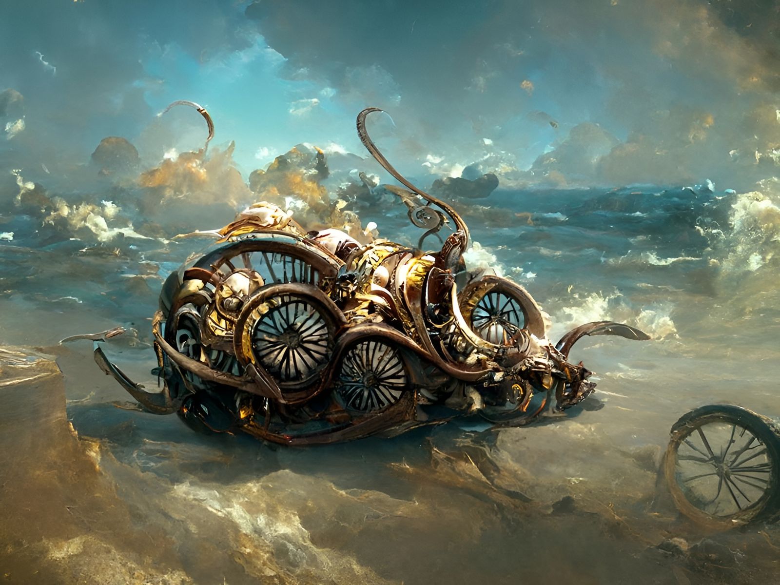 Nautilus seashell steampunk chariot