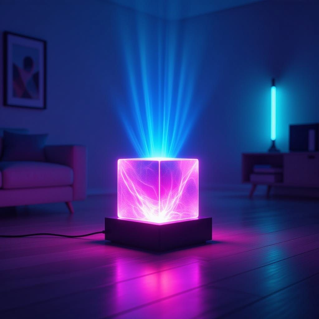 Ethereal Black Light Room with Radiant Cube