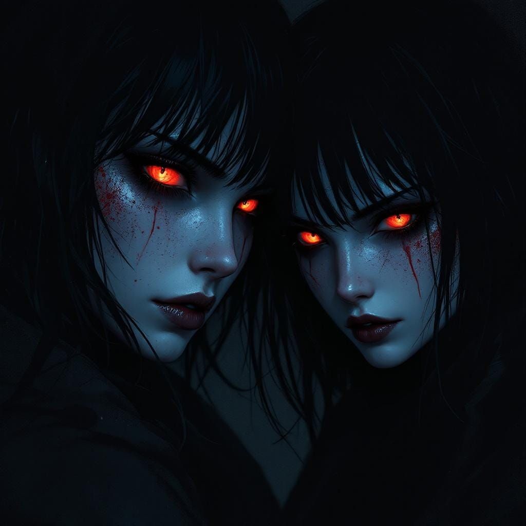 Anime-Style Female Martyrs in Dark Fantasy Style