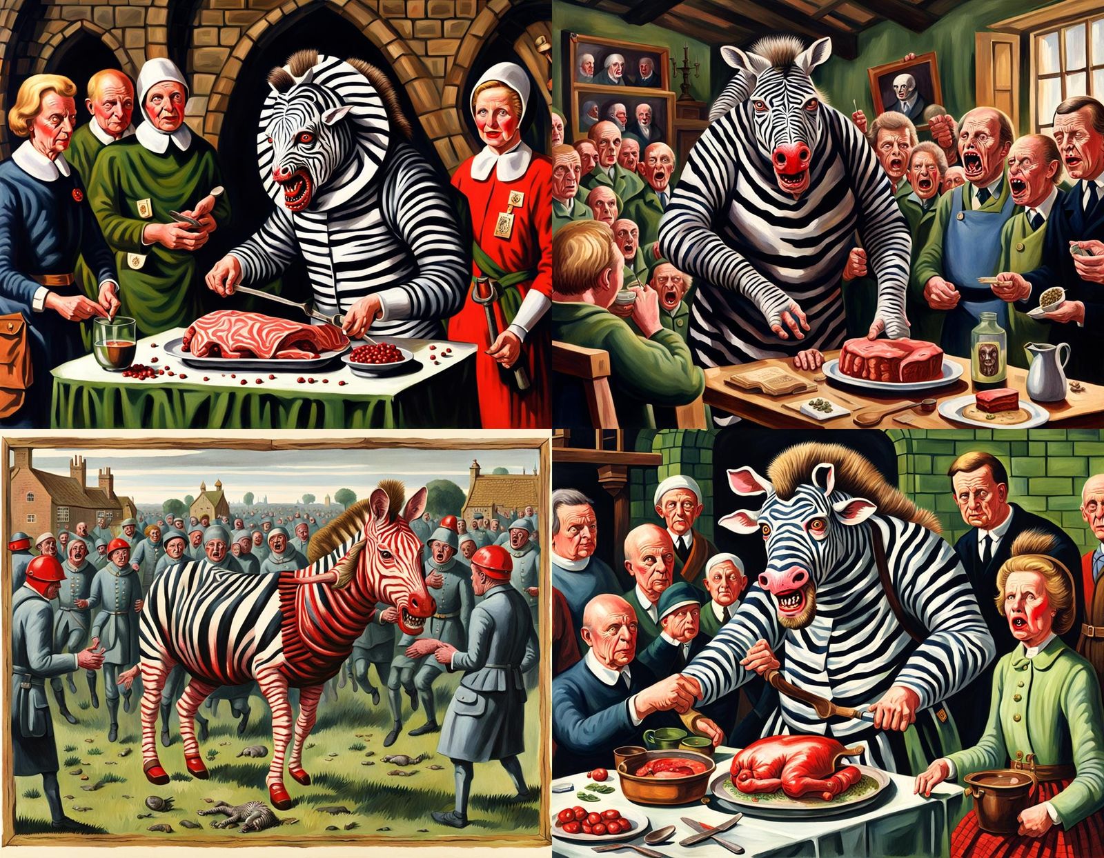 Terrifying Mutant Zebra Lobotomy in Ladybird Style