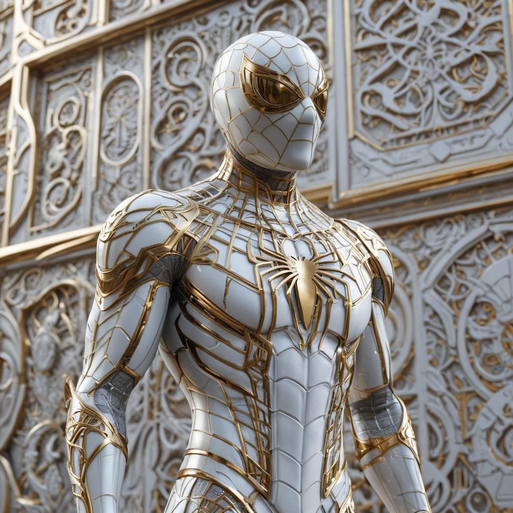 Statuesque Spiderman in Intricate Futuristic Armor