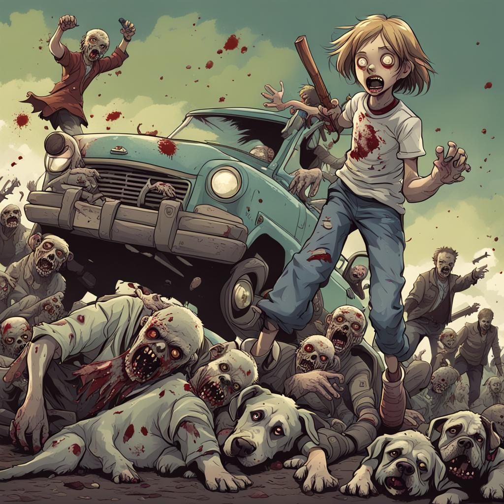 Dog Angel Rescues Girl from Zombie Attack