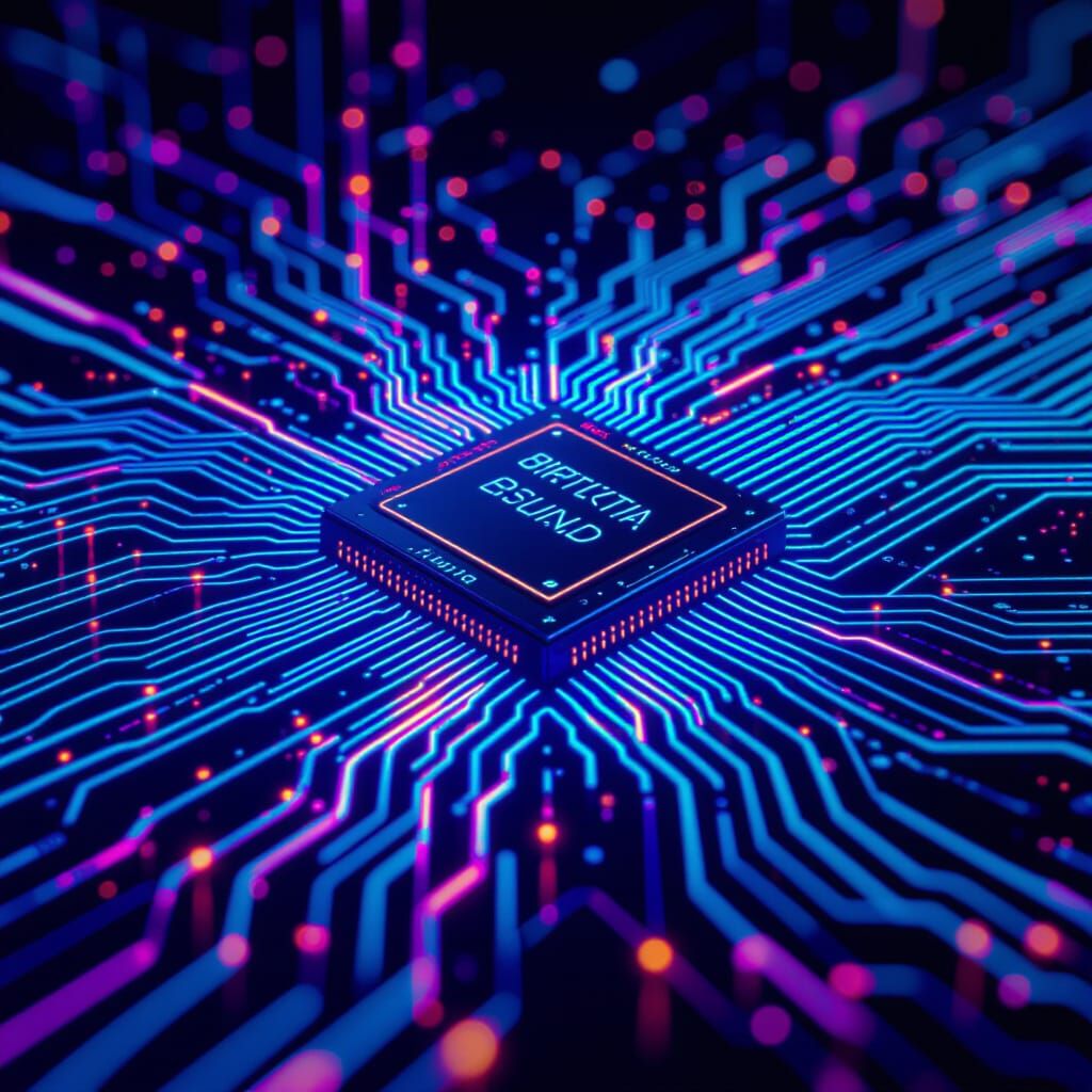 Abstract Digital World Connectivity in Futuristic Art Style