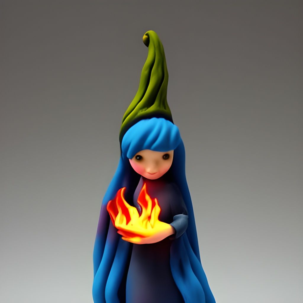 Polymer Clay Witch Casting Fire Spell