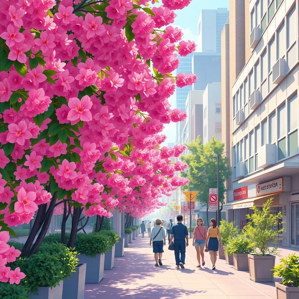 Whimsical Urban Garden in Vibrant Colors