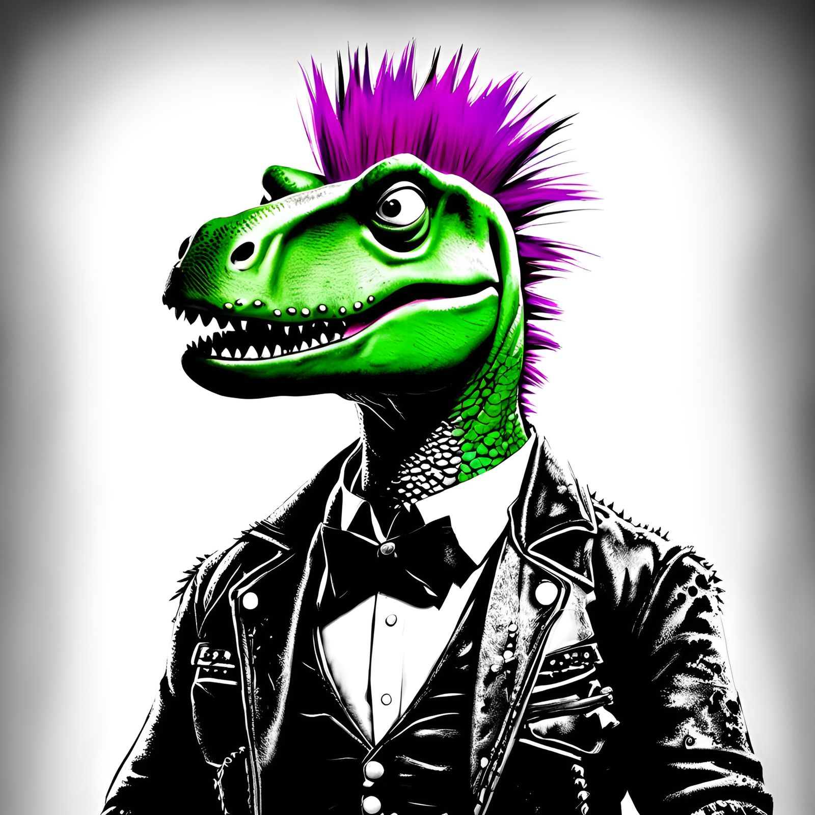 Punk Rock Barney the Dinosaur Portrait