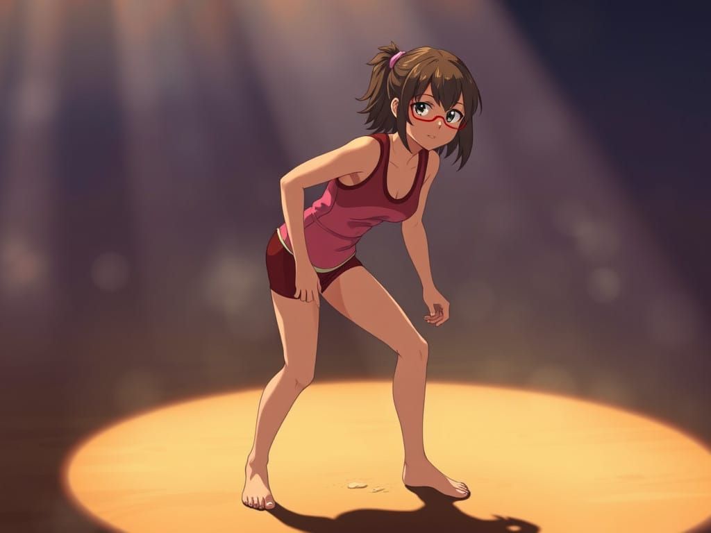 Anime-Inspired Wrestler in a Vibrant Studio Ghibli Style