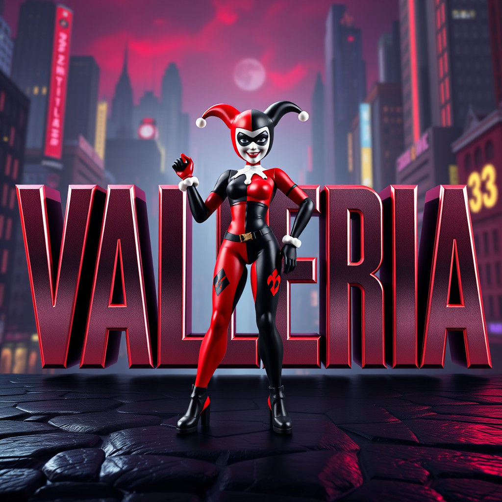 VALERIA 3D Letters with Harley Quinn Figure