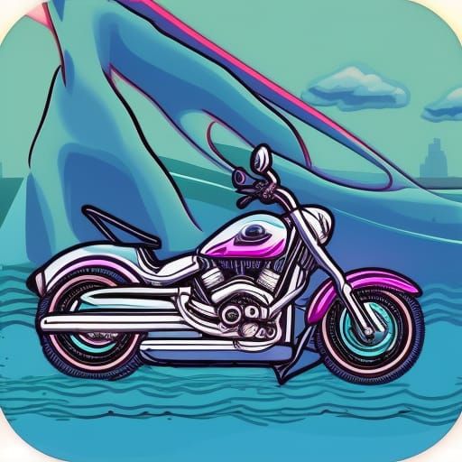 A Motorcycle riding on Water