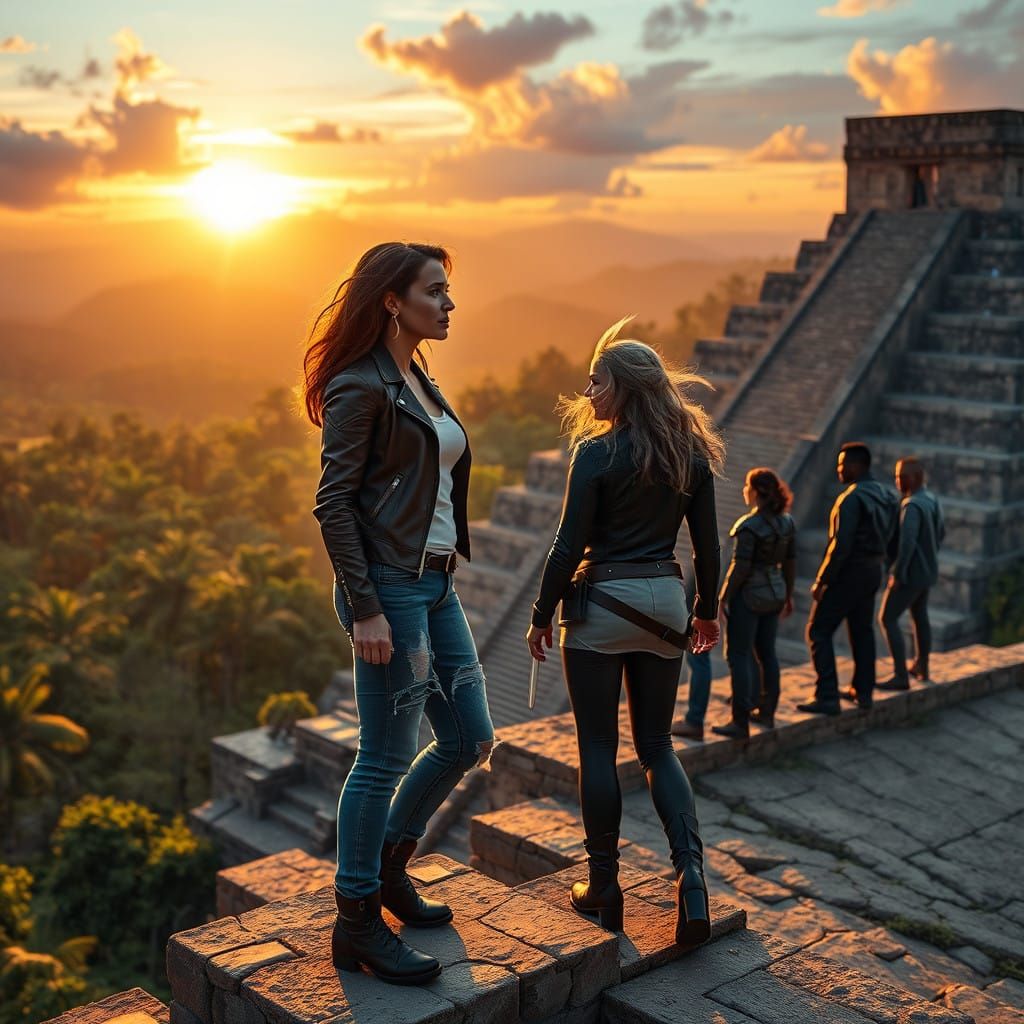 X-Men Heroes Stand atop Ancient Aztec Pyramid at Sunset