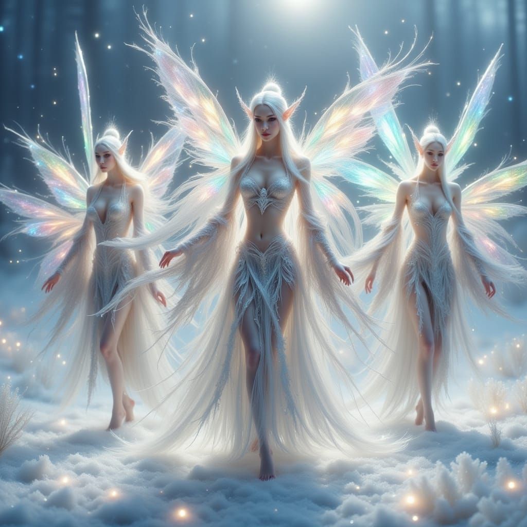 Crystalline Fairy Army in Battle on Frosty Field