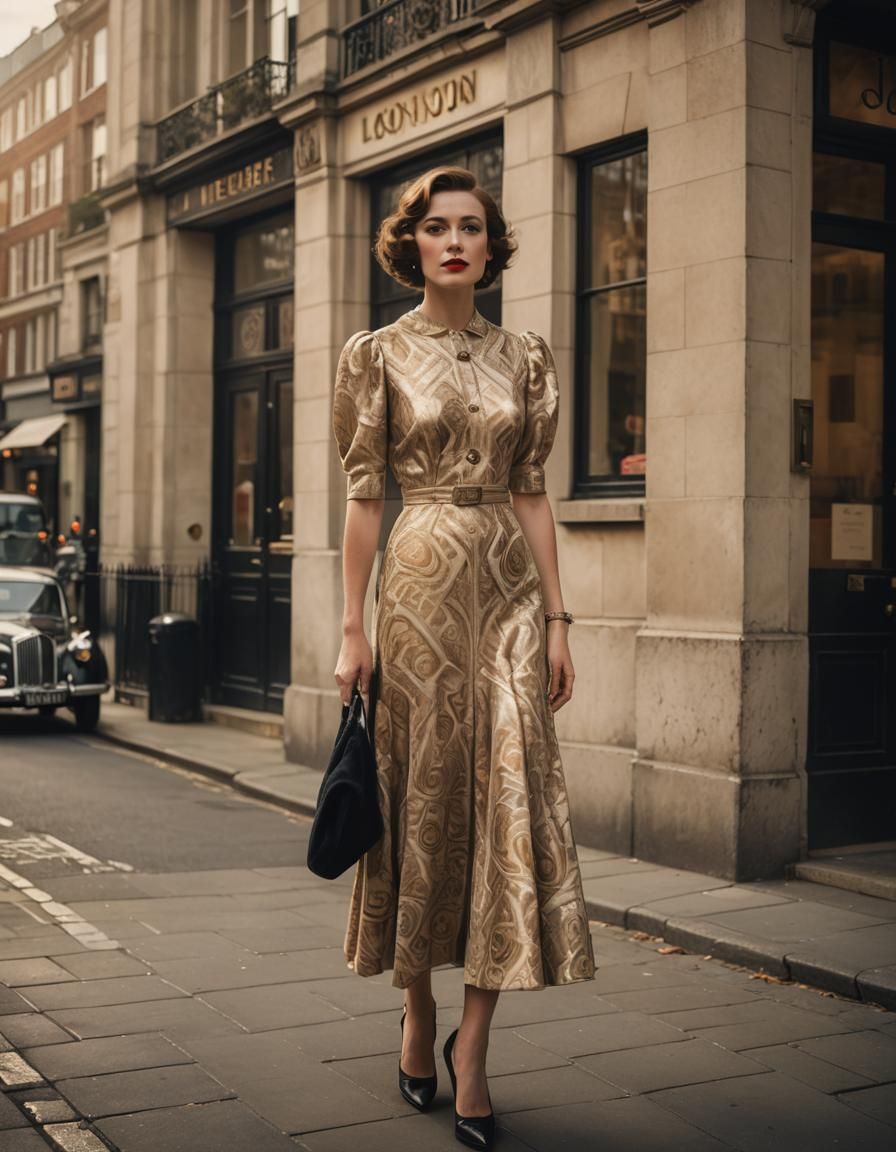 Elegant Lady in London: Vintage Art Deco Portrait