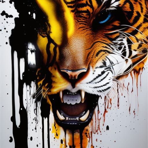 Eldritch Fire Tiger in Liquid Ink Style