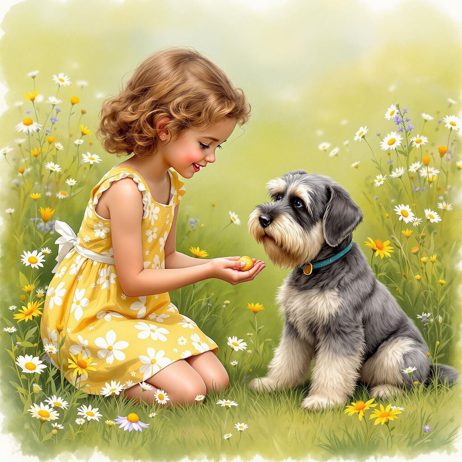 Little girl and her Schnauzer 1
