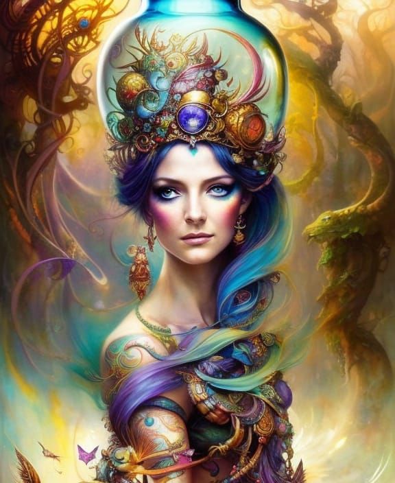 Fantasycore Genie in a Bottle Portrait