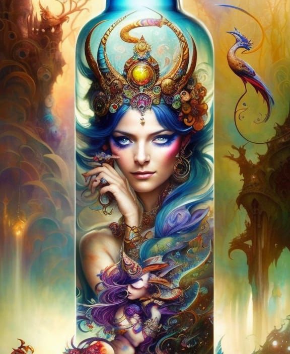 Fantasycore Portrait: Genie in a Mystic Forest