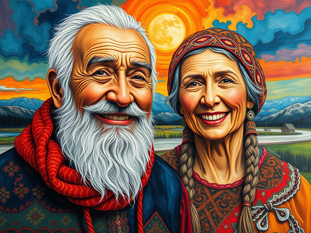 Vivid Sámi Portrait with Contrasting Colors