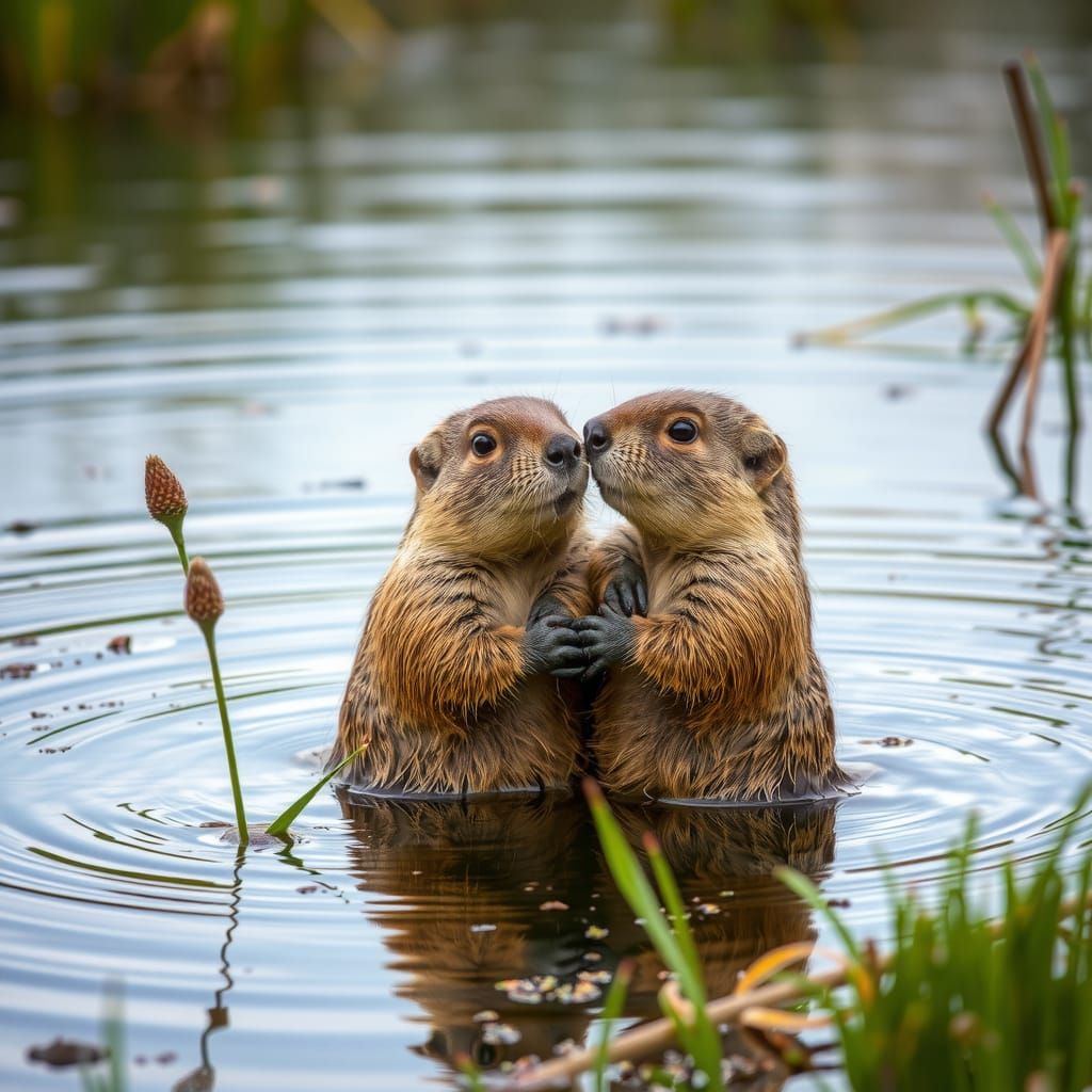 Whimsical Landscape Celebrating the Beauty of Muskrats