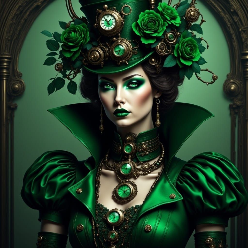 Gothic Steampunk Vampire in Green