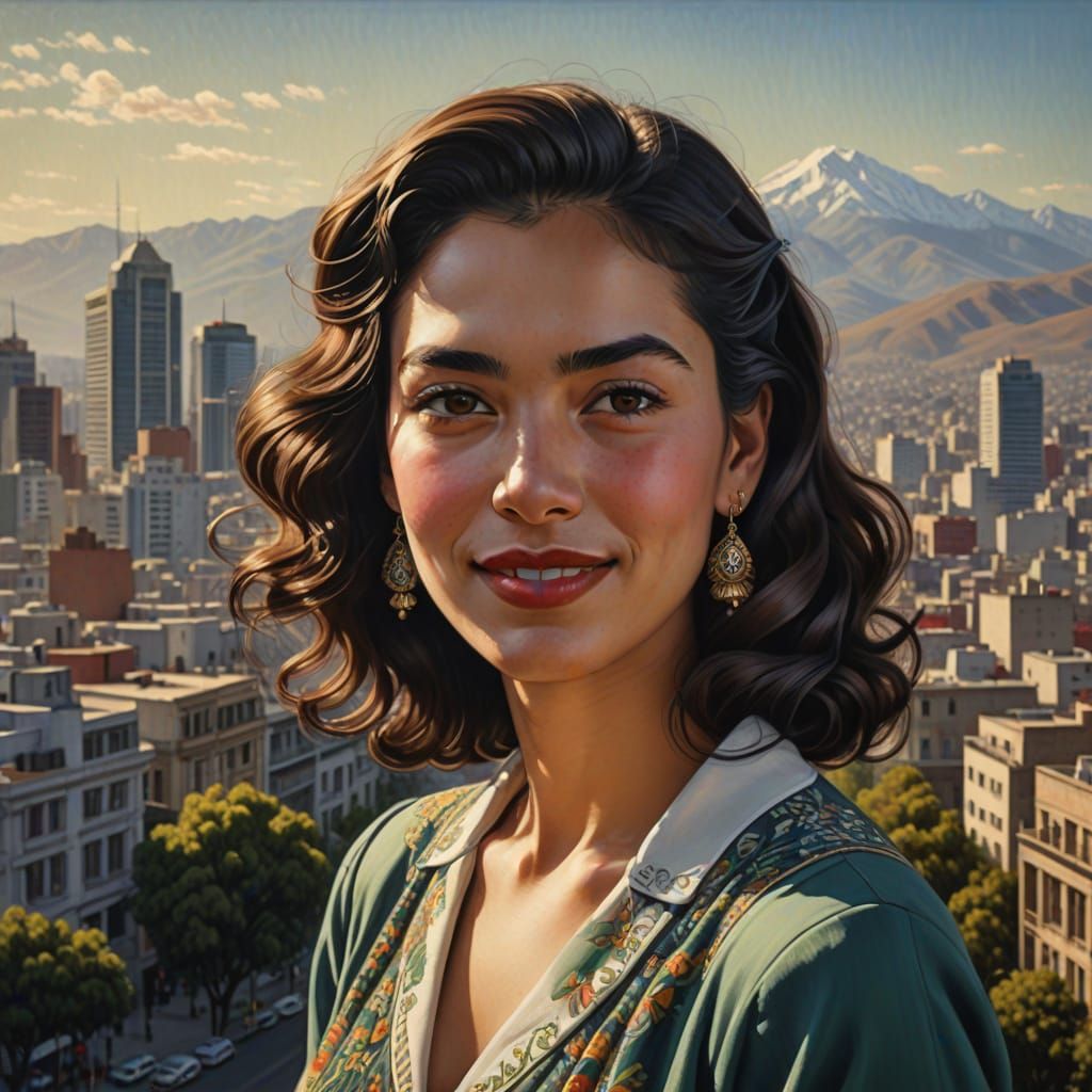 Vintage Spanish-Chilean Beauty in Santiago Cityscape