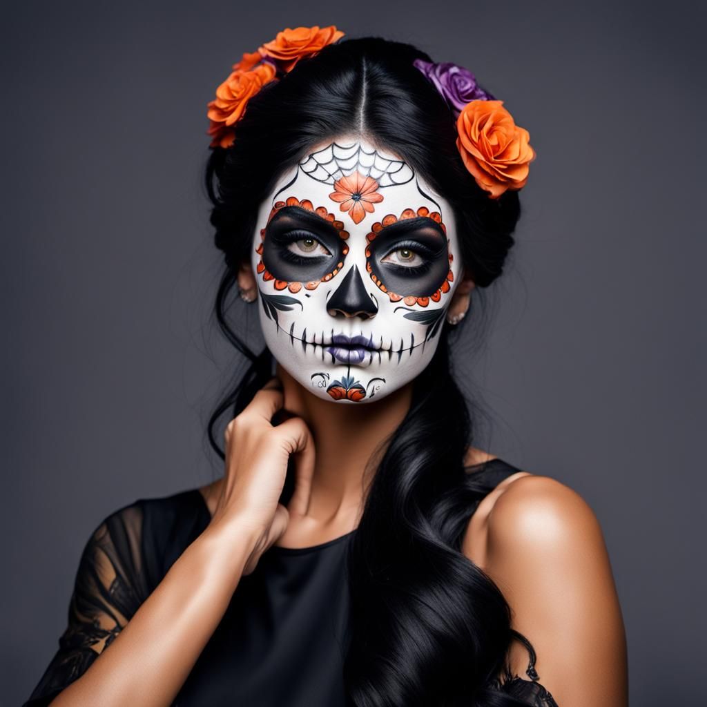 Girl with Día de los Muertos Face Paint