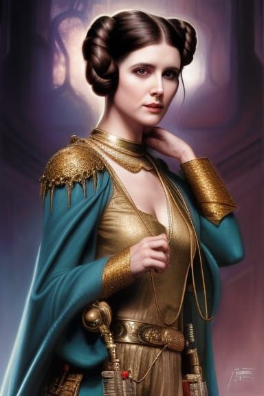 Princess Leia Portrait in Pre-Raphaelite Style