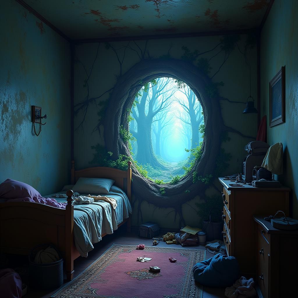 Forest Portal on Bedroom Wall, Fantasy Concept Art