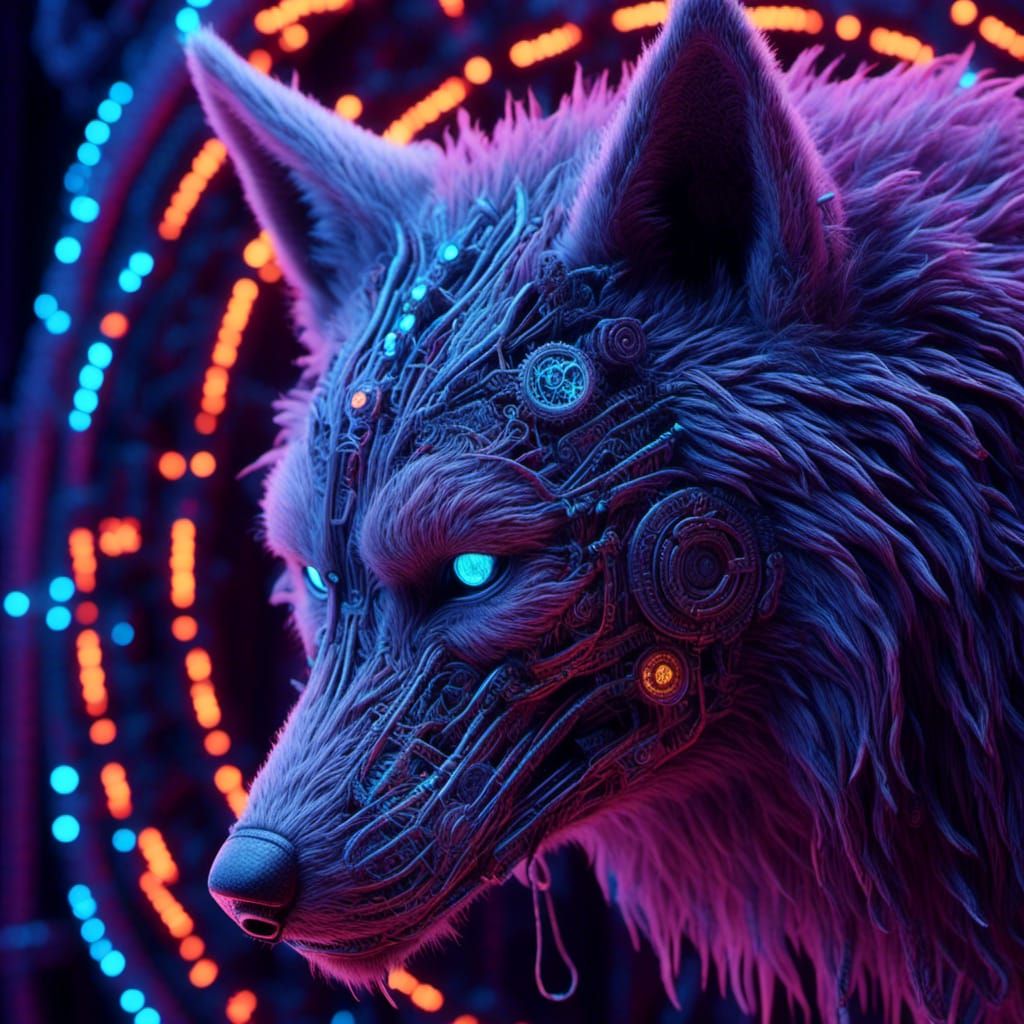 Ghost Wolf in Dreamcatcher: Surreal Digital Art