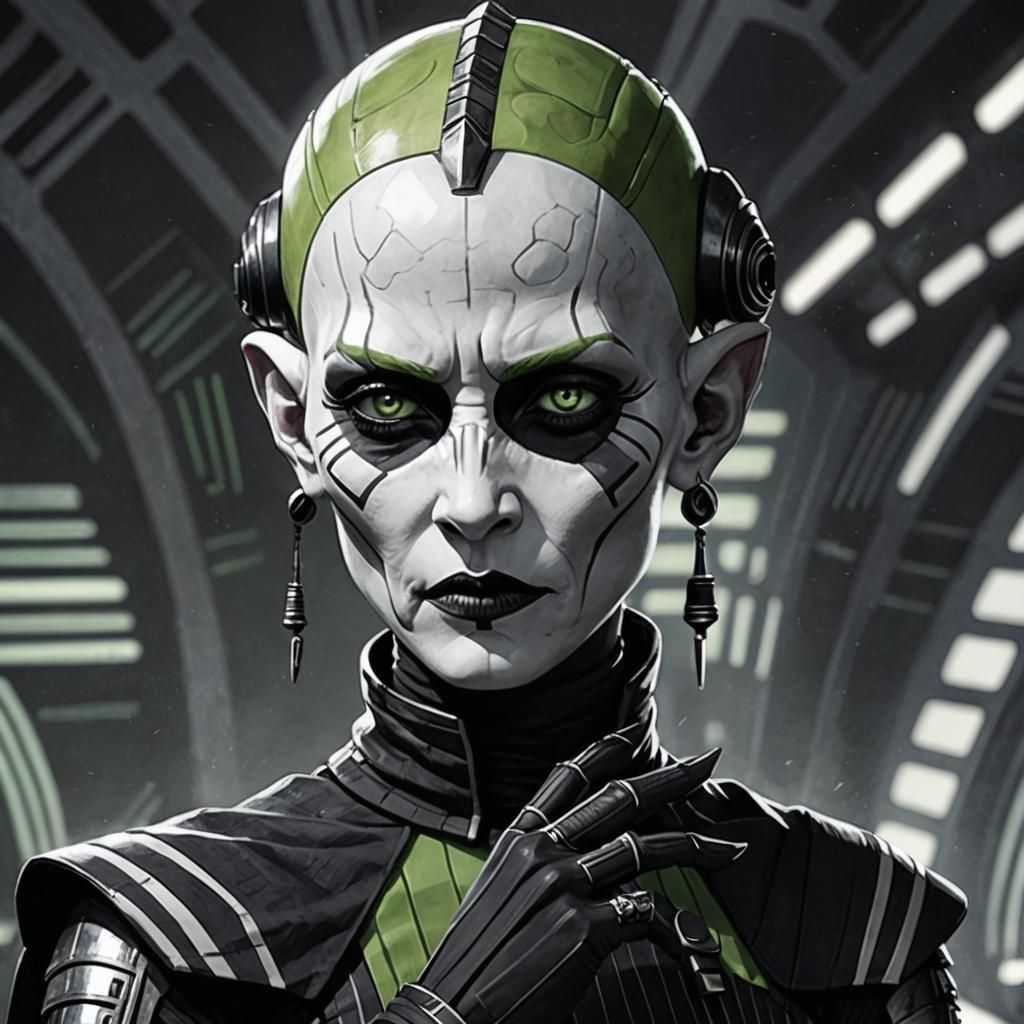 Asajj Ventress Illustration with Striped Background
