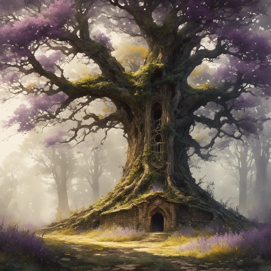Fairyland Glimpse Through Ancient Oak Tree