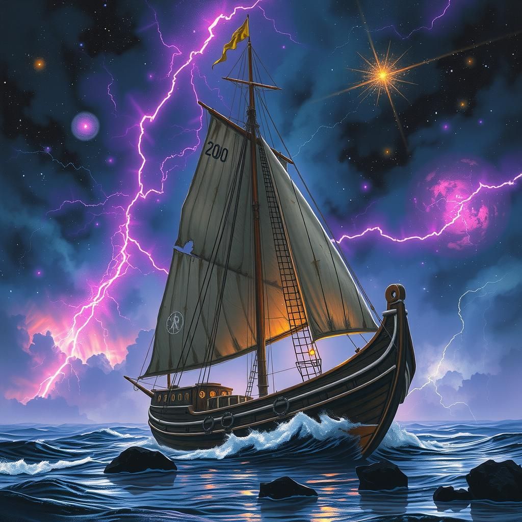 Ancient Sailboat Navigates Cosmic Storm