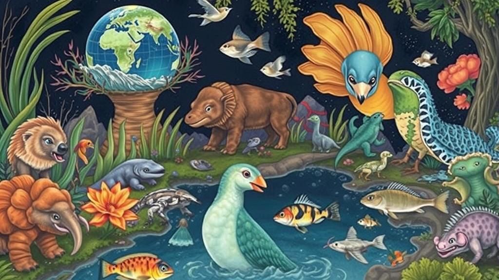 Biopunk World Map with Diverse Ecosystems