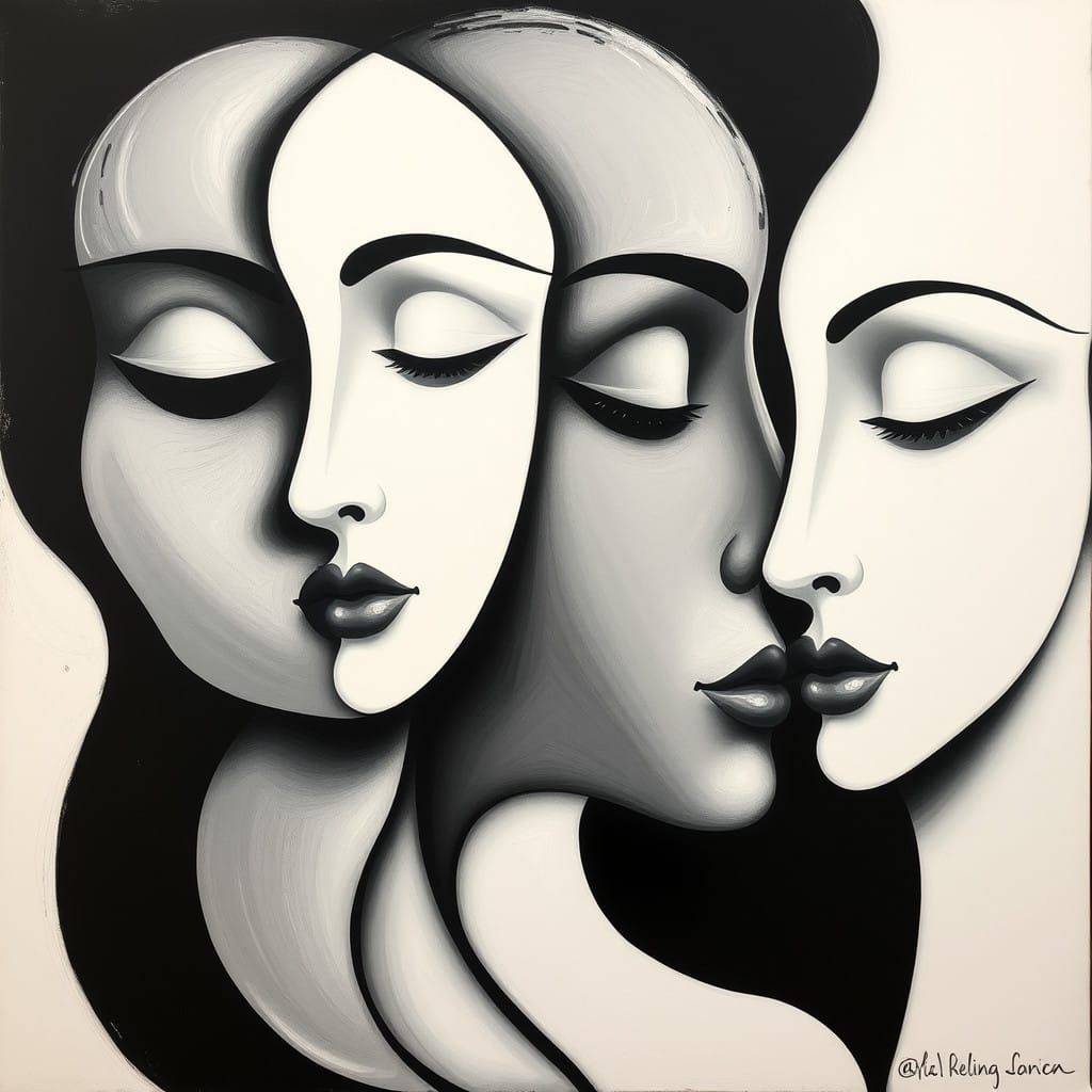 Abstract Counterform Painting with Interconnected Faces