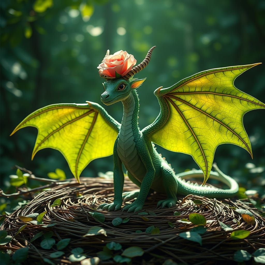 Majestic Leaf Dragon in Emerald Forest
