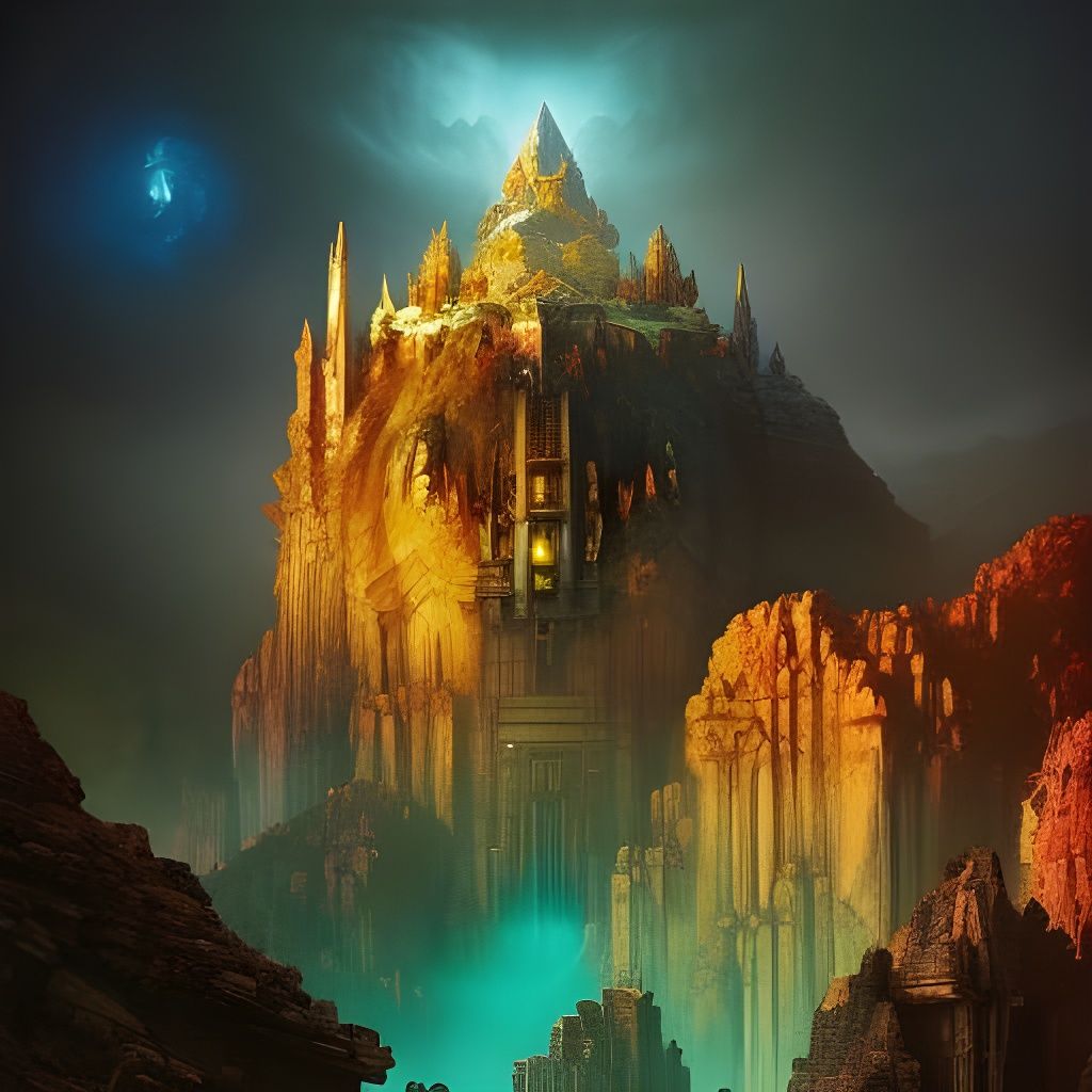 Dwarven Homes Carved in Marble Cliffs, Fantasycore Art