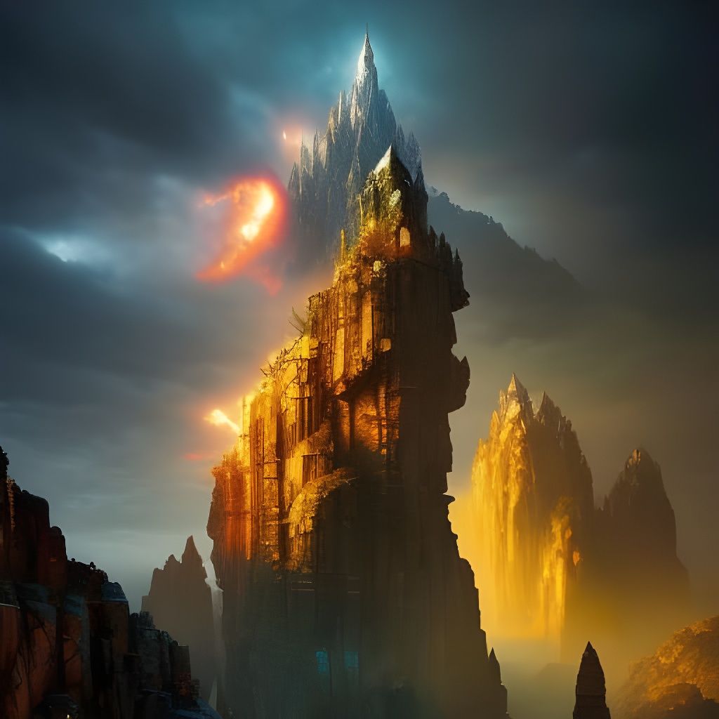 Dwarven Houses Carved in Marble Cliffs, Fantasycore Art