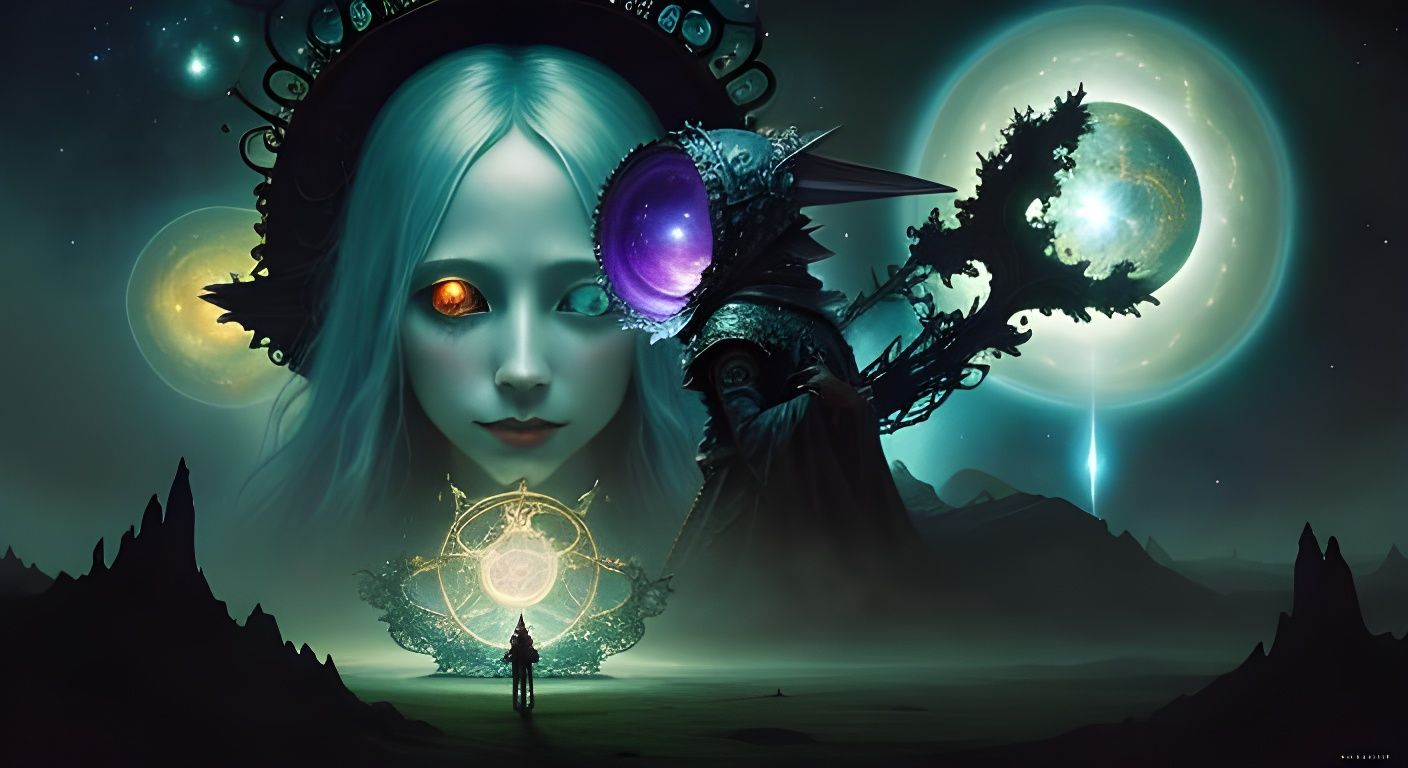 Cosmic Fantasy Art in Rococo Style