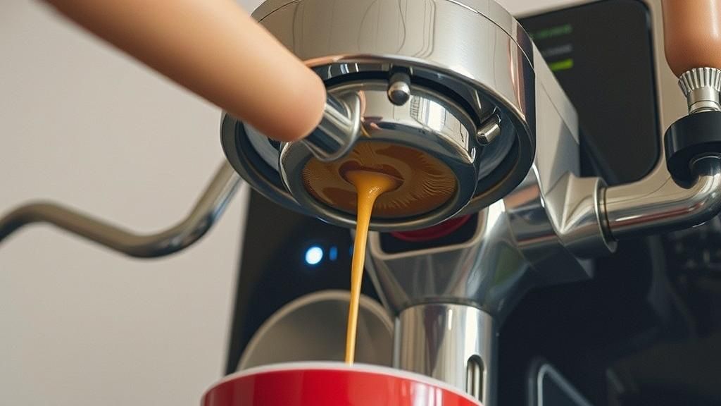Espresso Pouring from Machine in Macro Still Life
