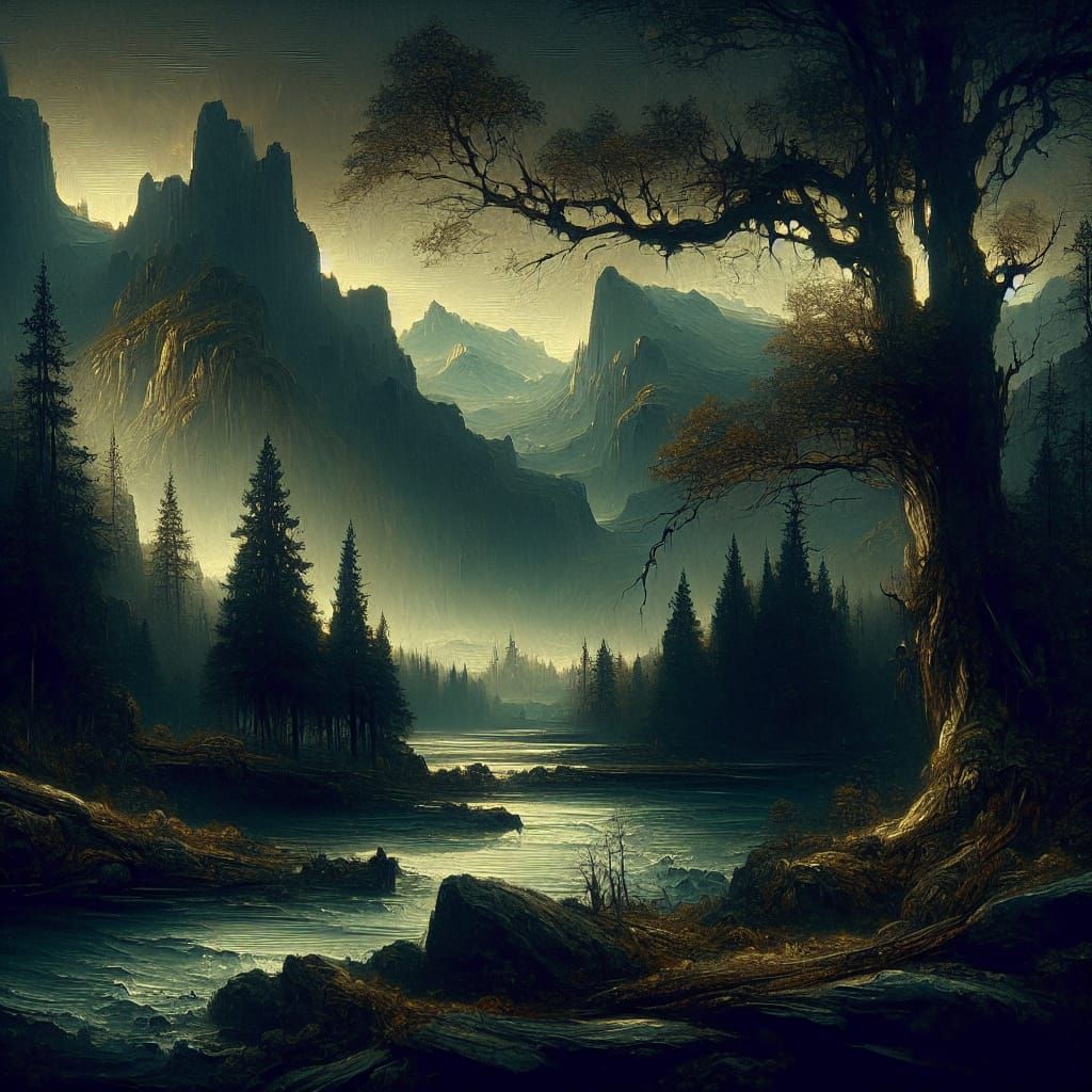 Ethereal Norse Landscapes in 19th-Century Oil Painting Style