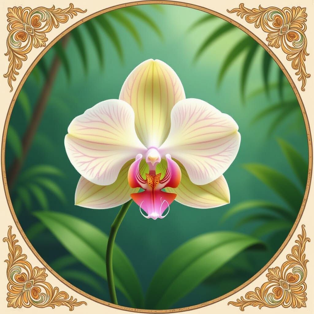 Exotic Orchid in Jungle, Alphonse Mucha Style