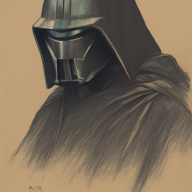 Legendary Jedi Knight in Colorful Crayon Drawing